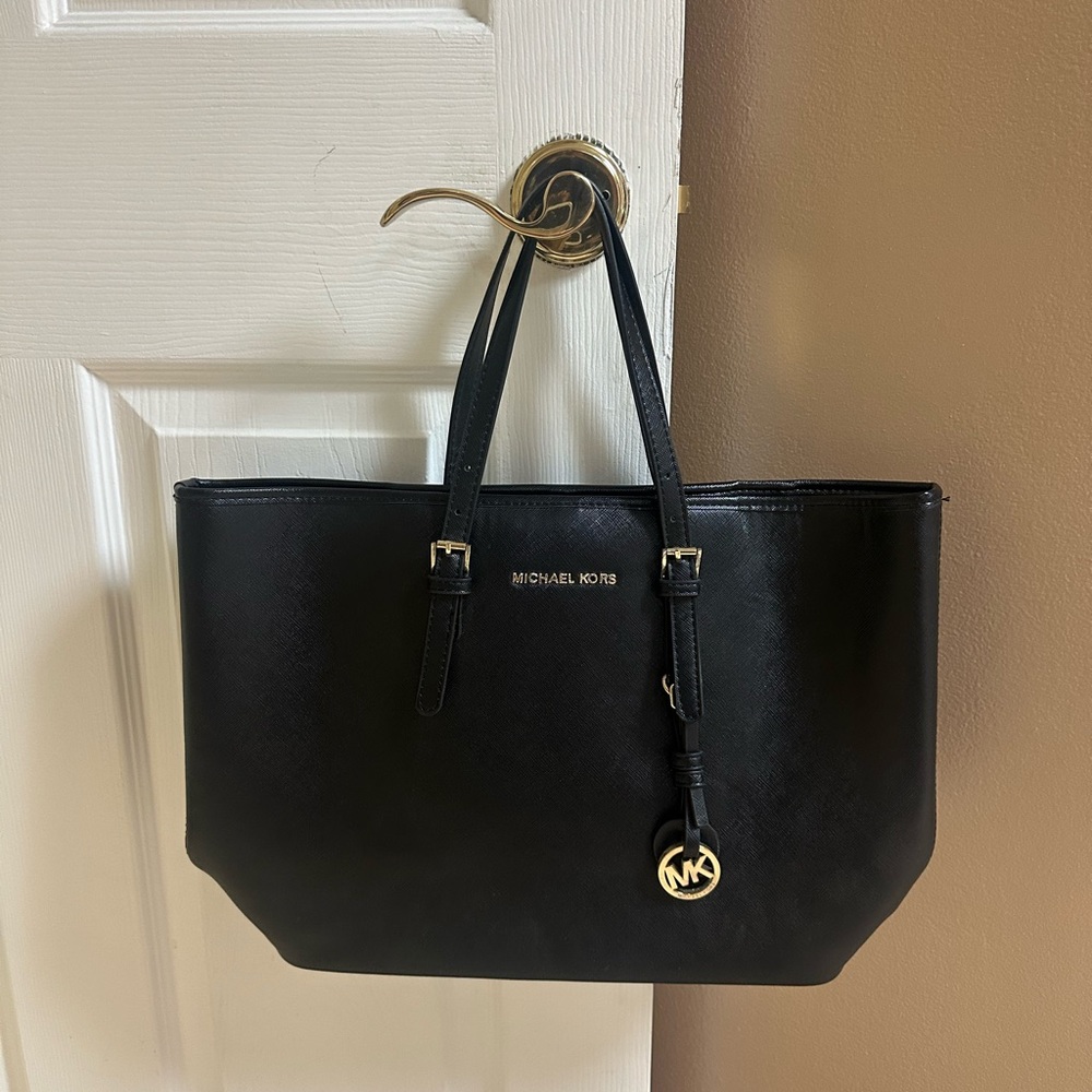 Michael Kors Classic Black Tote with Gold Accents